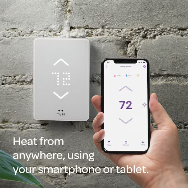 Mysa White Thermostat For Electric Baseboard Heaters with Wi-Fi Compatibility