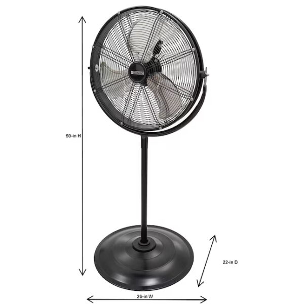 Utilitech 20-in 3-Speed Indoor or Outdoor Black Pedestal Fan - Image 7