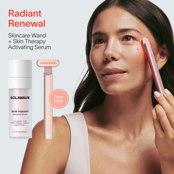 Solawave 4-in-1 Radiant Renewal Facial Wand & Skin Therapy Serum Bundle Color: Rose Gold - Image 3