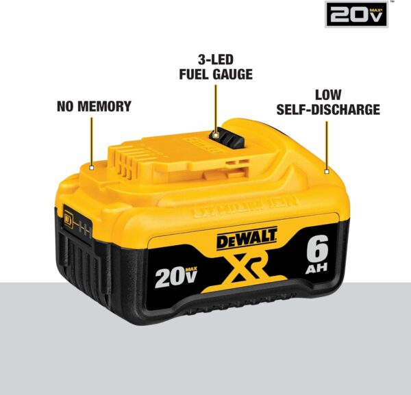 DEWALT 20V MAX Battery, 6 Ah, 2-Pack, Fully Charged in Under 90 Minutes (DCB206-2) - Image 7