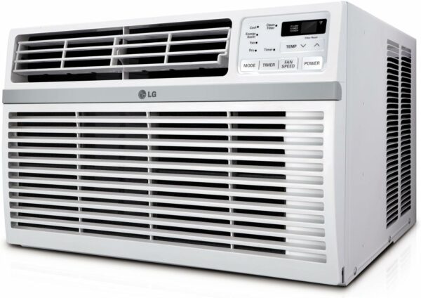 LG 8,000 BTU Window Air Conditioner, 350 Sq.Ft. (14' x 25' Room Size), Quiet Operation, Electronic Control with Remote, 3 Cooling & Fan Speeds, Auto Restart, 115V, White