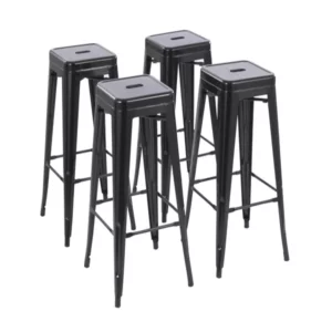 Howard 30inch Metal Stackable Barstool, Set of 4, Black