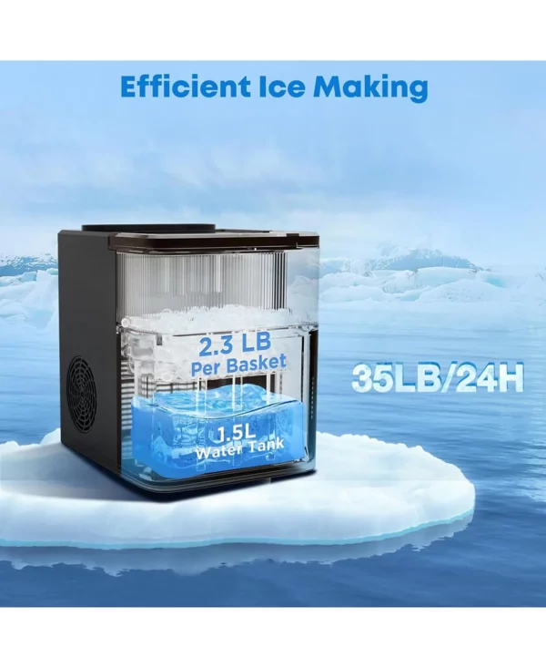 JINJUNYE Ice Maker Countertop 34lbs/Day, 9 Ice Cubes in 6 Mins, Self-Cleaning Portable Ice Makers 2 Size Bullet Cube - Image 4