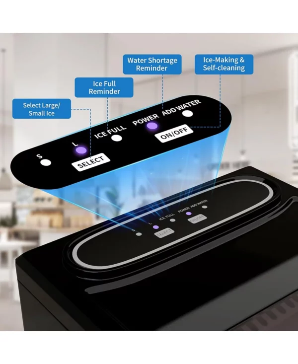 JINJUNYE Ice Maker Countertop 34lbs/Day, 9 Ice Cubes in 6 Mins, Self-Cleaning Portable Ice Makers 2 Size Bullet Cube - Image 2
