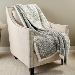 Barefoot Dreams CozyChic Palm Fronds 54" x 72" Throw - LaurelGrn/Cream