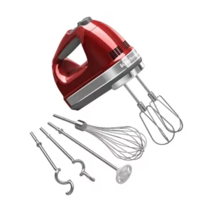 KitchenAid 9-Speed Hand Mixer with Turbo Beater II Accessories-Color: Candy Apple Red