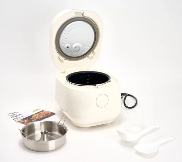GreenPan Fuzzy Logic Carb Reducing 8 Cup Rice Cooker & Tools - Cream