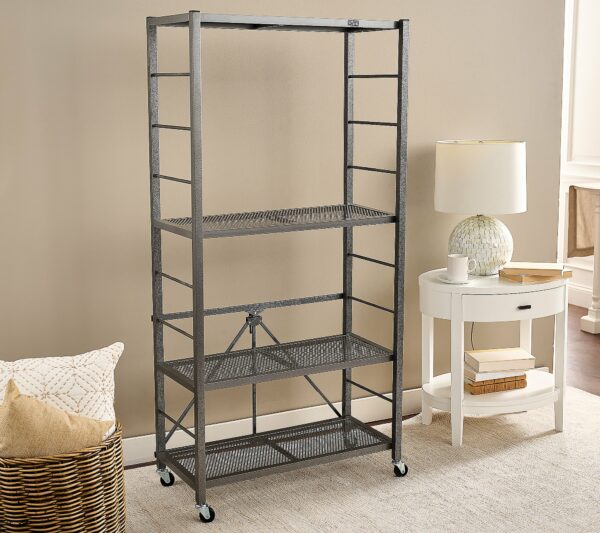 Pop-It 4-Tier Collapsible and Adjustable Storage Rack - Pewter