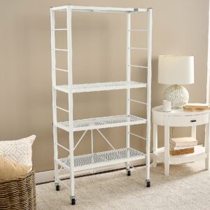 Pop-It 4-Tier Collapsible and Adjustable Storage Rack - White