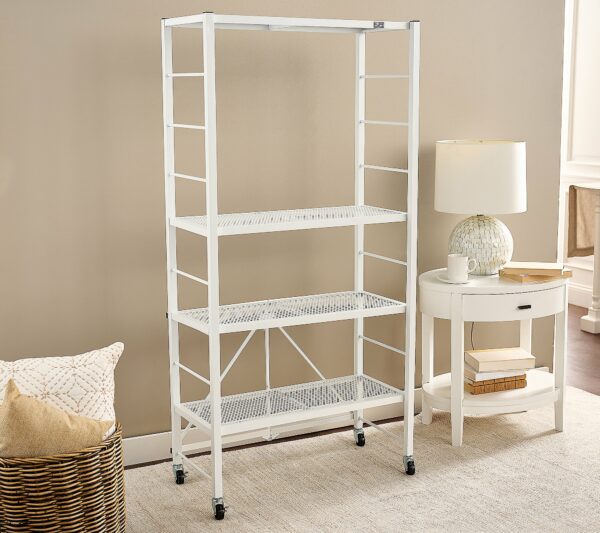 Pop-It 4-Tier Collapsible and Adjustable Storage Rack - White