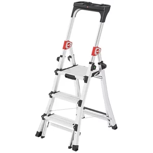 Hailo Adjustable Ladder w/ Safety Bar & XL Platform