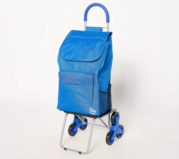 Trolley Dolly XL 3-in-1 Stair Climber Folding Cart w/ Backpack Straps - Blue