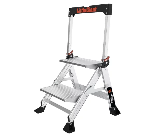 Little Giant Jumbo Step 2-Step Aluminum Step Stool with Safety Bar