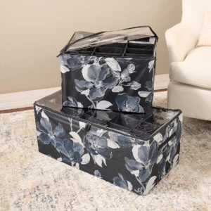 Periea Set of 2 Shoe Organizers - Black Floral
