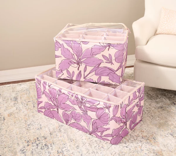 Periea Set of 2 Shoe Organizers - Blush Floral
