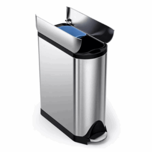simplehuman Brushed Stainless Steel 40 Liter Fingerprint Proof Dual Recycler Butterfly Trash Can