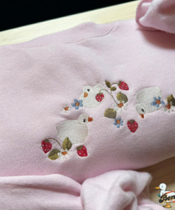 Strawberry Duck Embroidered Crewneck