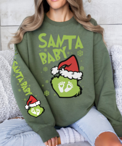 Alternative view of Santa Baby Grinch Sweatshirt, Christmas Mom Shirt, Christmas Mama Shirt, Holiday Mom Shirt, Grinch Mama Crewneck, Grinch Mom Hoodie