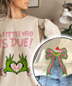 Alternative view of Grinchmas Pregnancy Announcement sweatshirt, Christmas Maternity, Christmas Pregnancy shirt, A little who is due sweatshirt, Baby Reveal