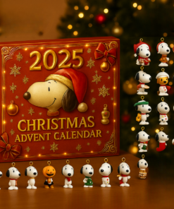 Snoopy Christmas Advent Calendar, Christmas Countdown Advent Calendar Gift Box With 24 Acrylic Ornaments