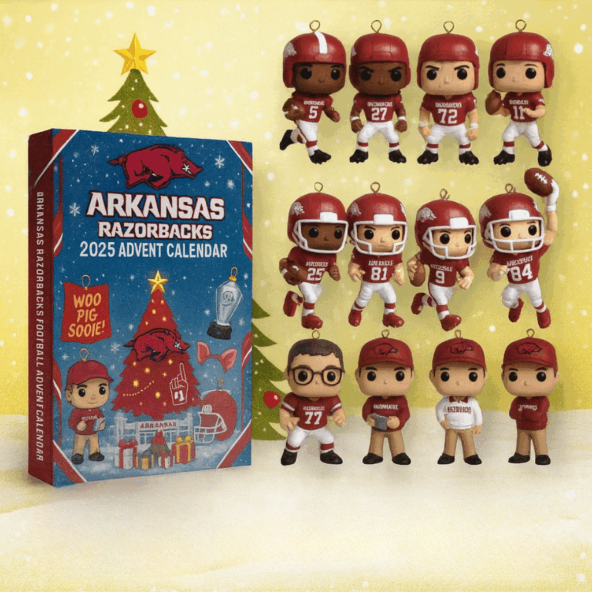 Arkansas Razorbacks Advent Calendar 2025, Christmas Countdown Advent Calendar Gift Box With 24 Acrylic Ornaments