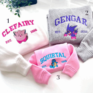 Anime Embroidered Sweatshirt, Custom Poke Embroidered Sweatshirt, Anime Poke Hoodie