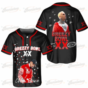 Chris Brown Breezy Bowl XX Baseball Jersey, Breezy Bowl XX Music Tour 2025 Baseball Jersey