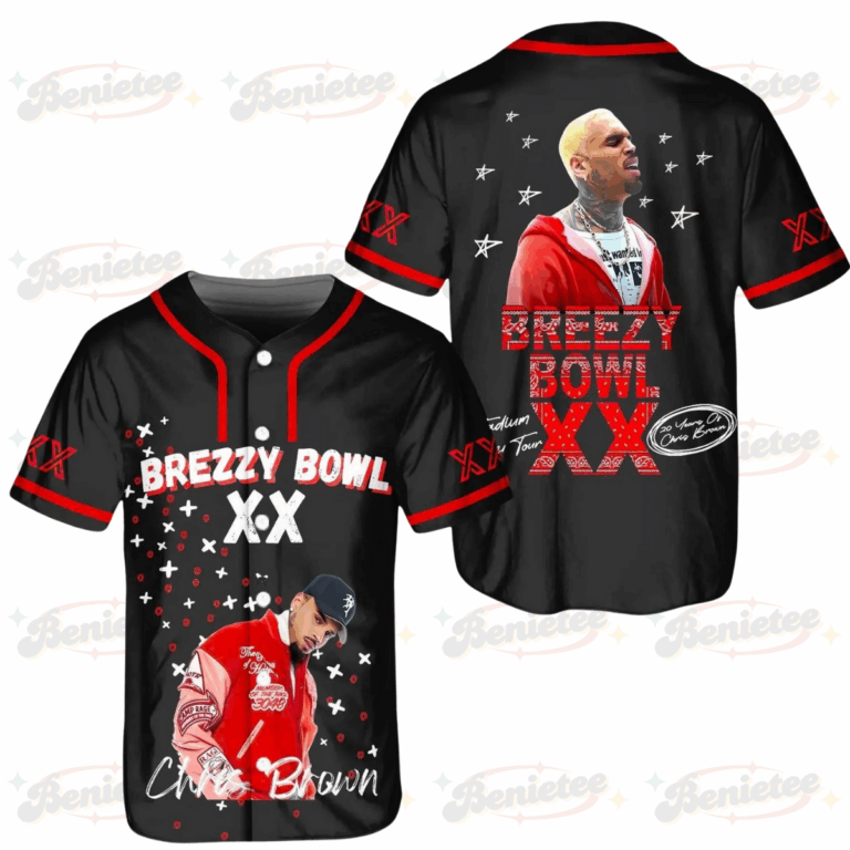 Chris Brown Breezy Bowl XX Baseball Jersey, Breezy Bowl XX Music Tour 2025 Baseball Jersey