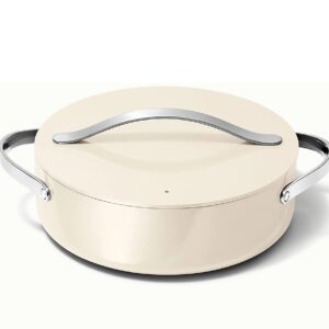 Caraway 6qt Nonstick Ceramic Rondeau Pan with Lid, Cream