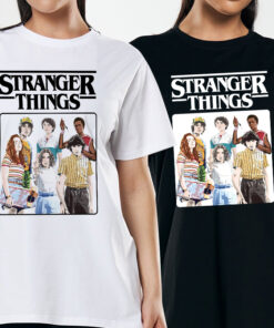 Stranger Things Vintage Eighties Retro Group Shot Title Logo T-Shirt, Sweatshirt, Hoodie