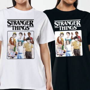 Stranger Things Vintage Eighties Retro Group Shot Title Logo T-Shirt, Sweatshirt, Hoodie