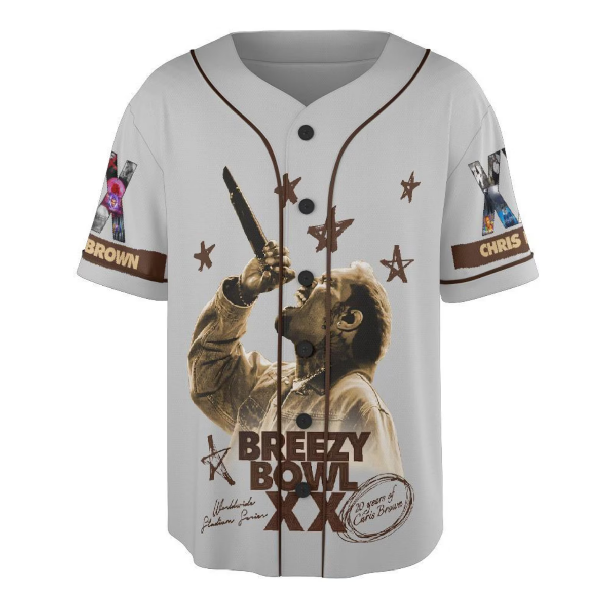 Chris Brown Breezy Bowl XX 2025 Baseball Jersey, Breezy Bowl Tour XX Shirt, Breezy Bowl XX Shirt - Image 3