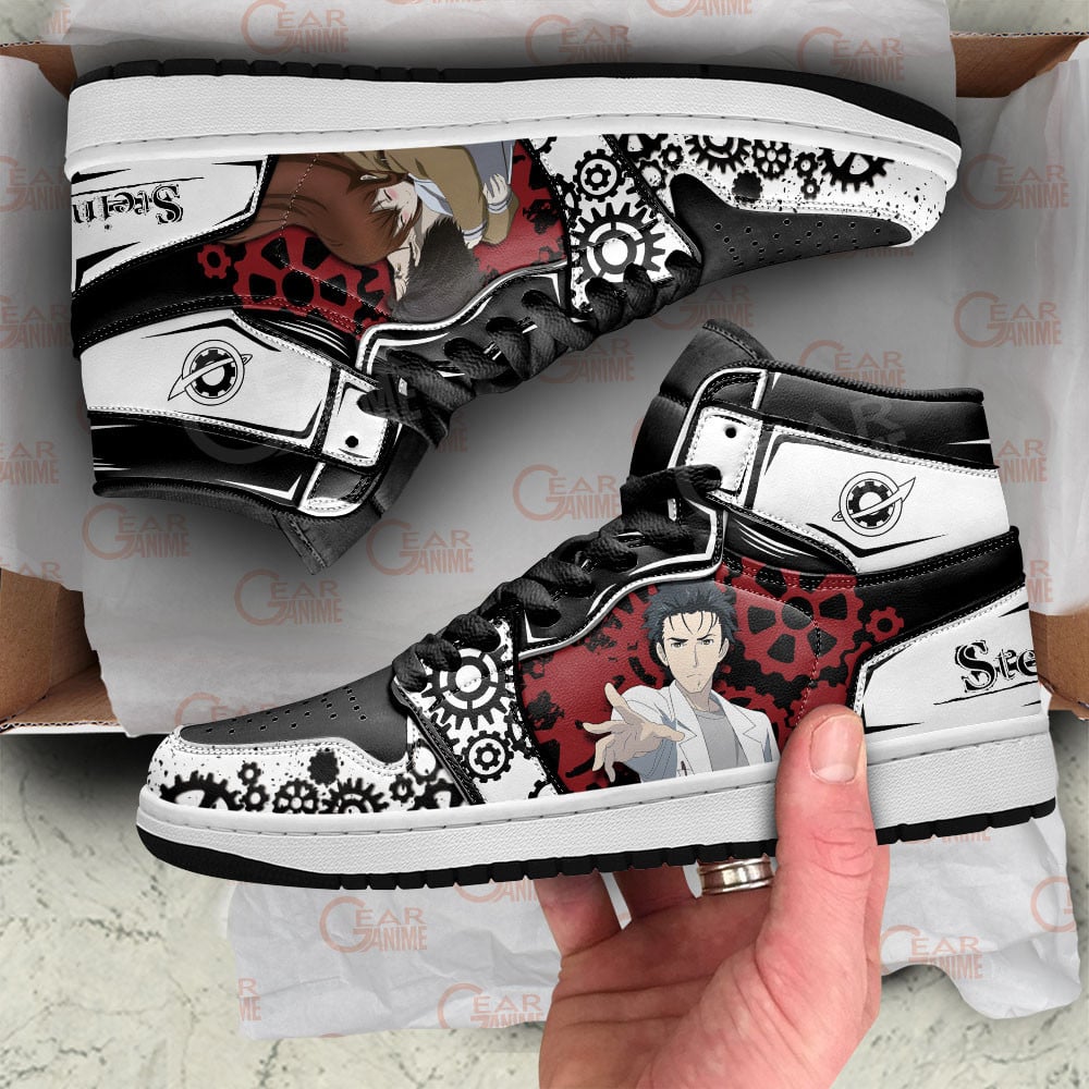 Okabe Rintarou and Makise Kurisu J1s Sneakers Anime MN25 - Image 2