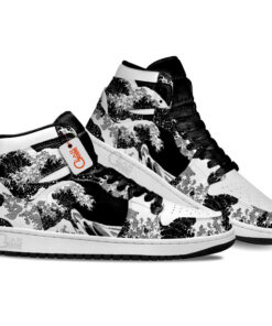 Japanese Kanagawa Wave Black And White J1s Sneakers