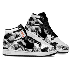 Japanese Kanagawa Wave Black And White J1s Sneakers