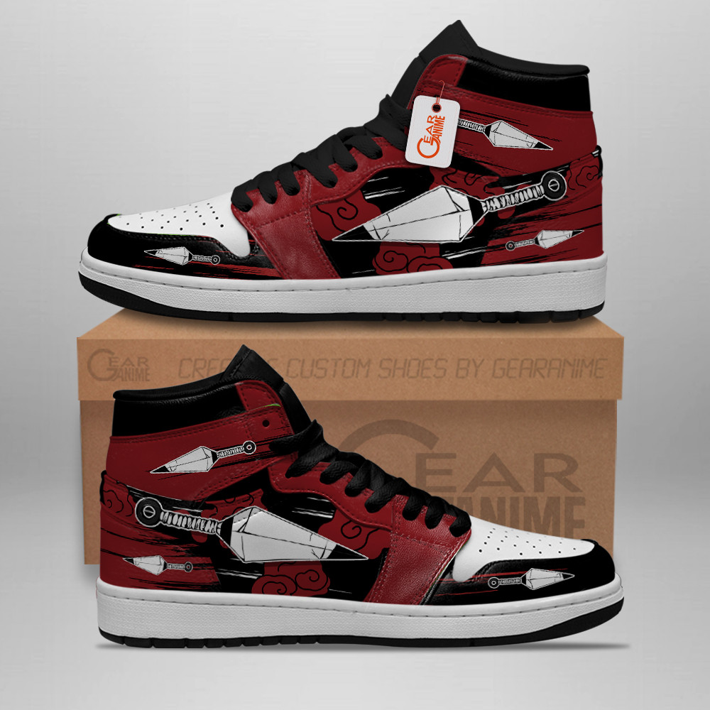 Japanese Ninja Kunai Red Clouds J1s Sneakers - Image 2