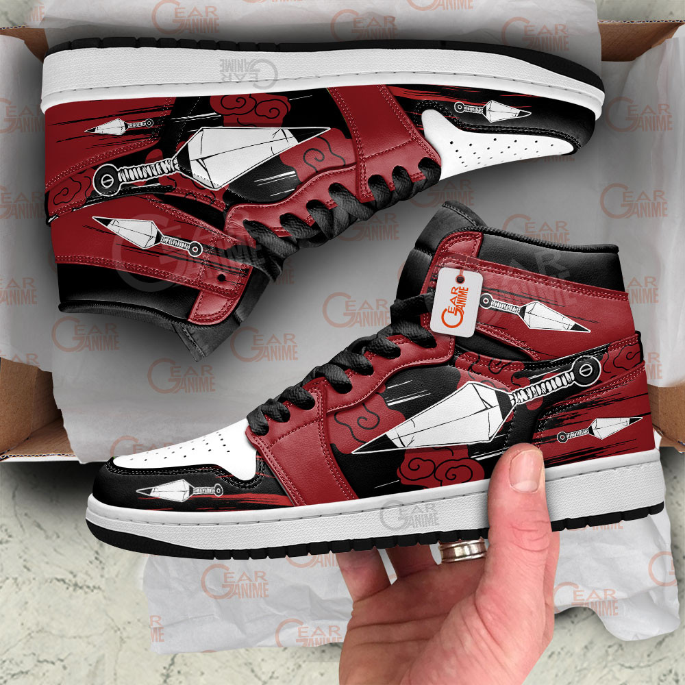 Japanese Ninja Kunai Red Clouds J1s Sneakers - Image 3