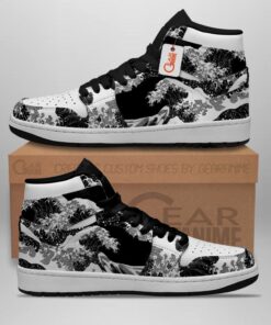 Alternative view of Japanese Kanagawa Wave Black And White J1s Sneakers