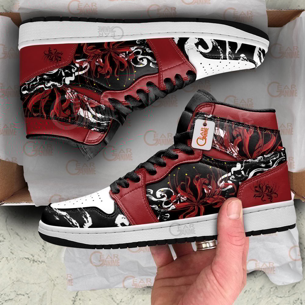 Red Spider Lily Flowers J1s Sneakers Japanese Styles - Image 3