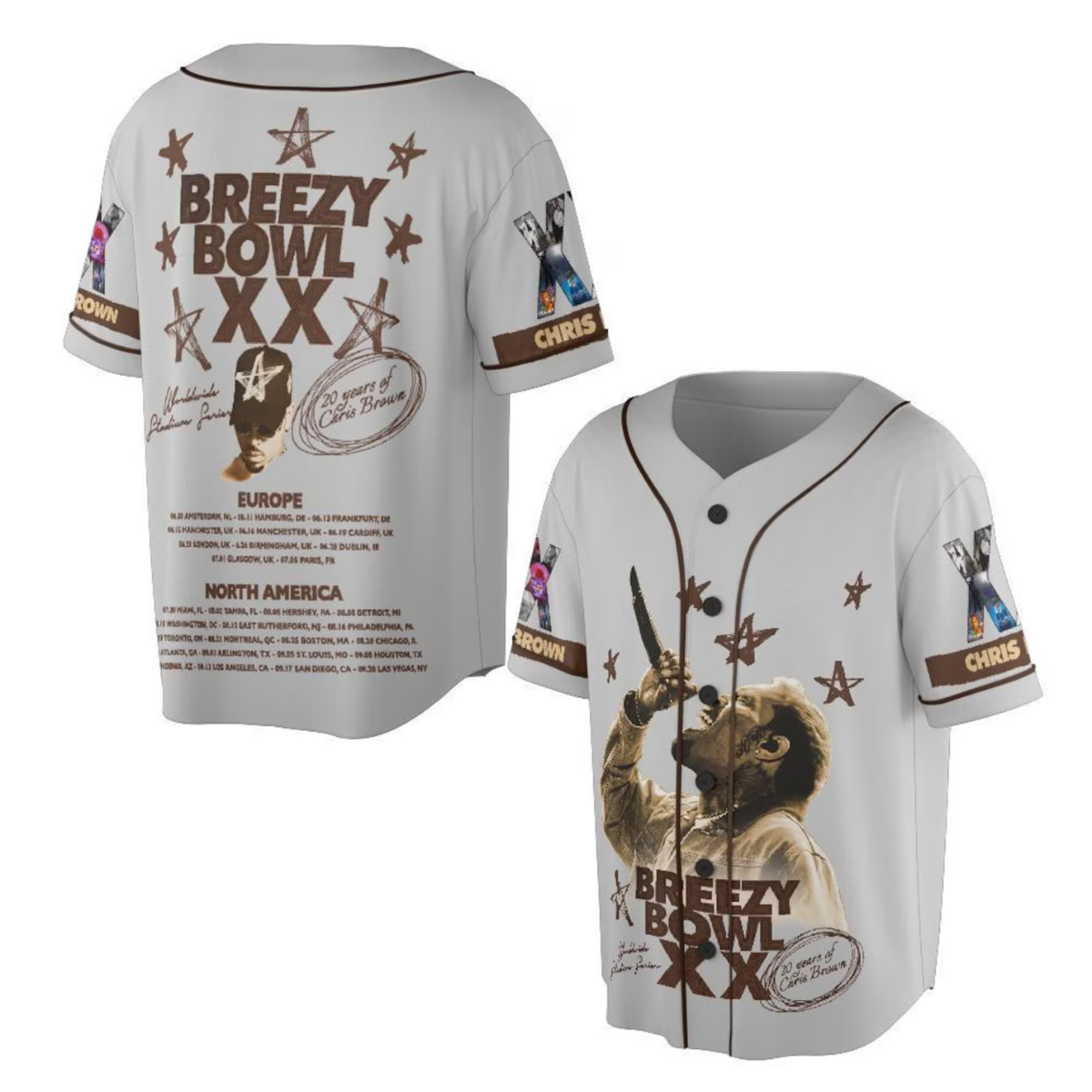 Chris Brown Breezy Bowl XX 2025 Baseball Jersey, Breezy Bowl Tour XX Shirt, Breezy Bowl XX Shirt - Image 6
