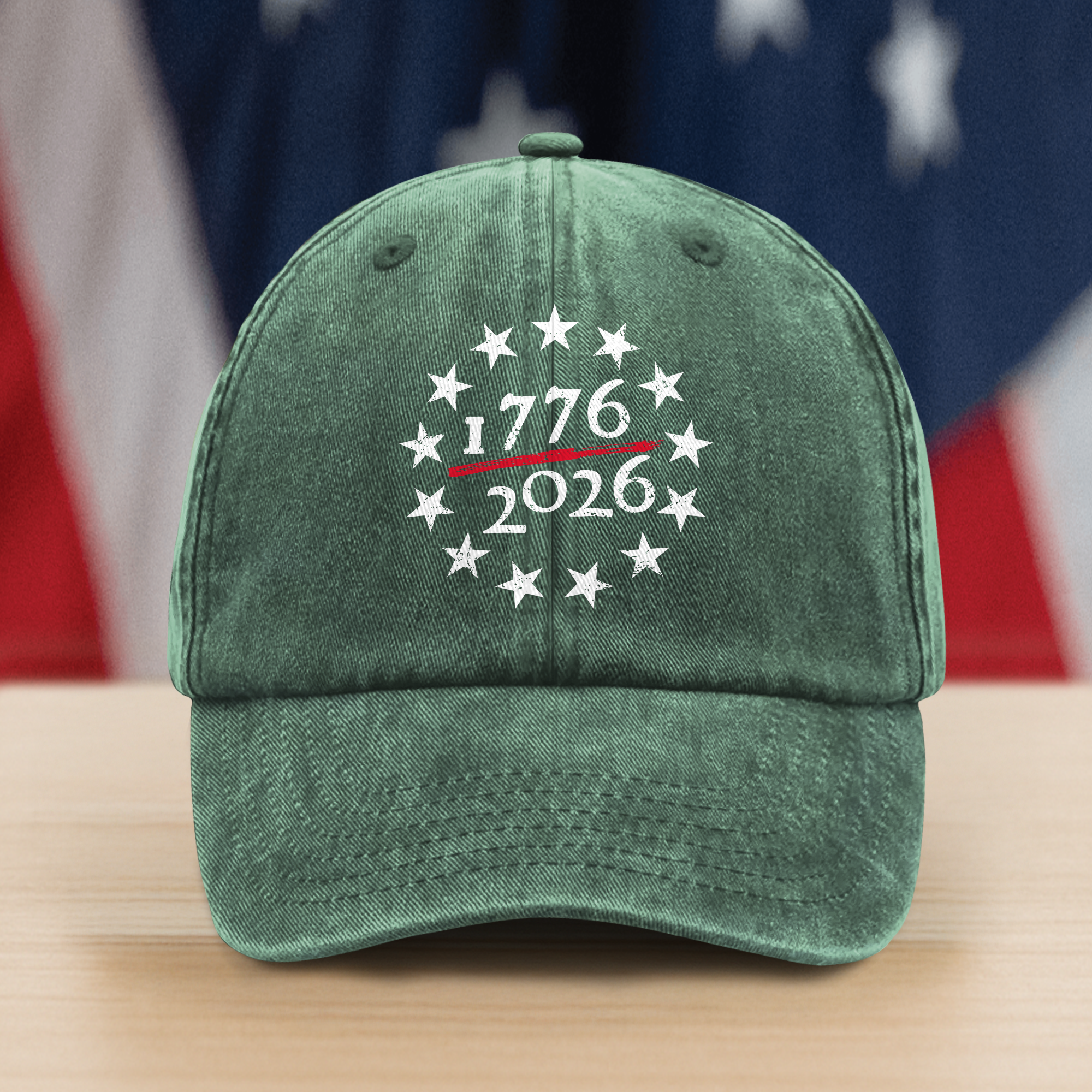 1776 - 2026 USA 250th Anniversary Washed Denim Baseball Cap HA75 898050 - Image 3