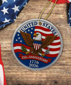 Alternative view of 1776 -2026 American 250th Anniversary Eagle Ceramic Ornament