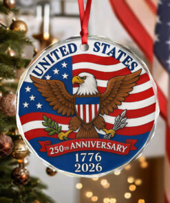 Alternative view of 1776 -2026 American 250th Anniversary Eagle Glass Ornament