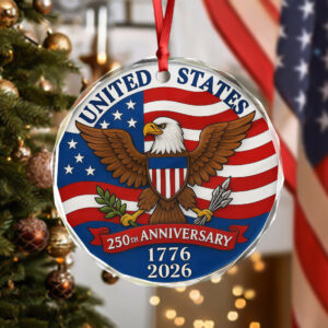 Alternative view of 1776 -2026 American 250th Anniversary Eagle Glass Ornament CH07 899232