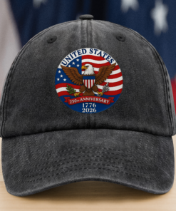 1776 -2026 American 250th Anniversary Eagle Washed Baseball Denim Cap