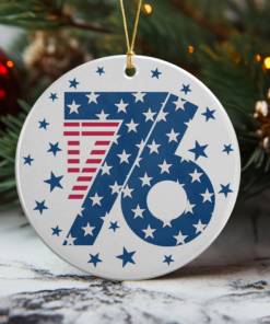 1776 America Patriotic Independence Day Ceramic Ornament