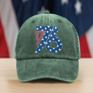 Alternative view of 1776 America Patriotic Independence Day Washed Denim Baseball Cap HO82 900362