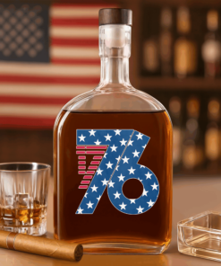 1776 America Patriotic Independence Day Whiskey Bottle