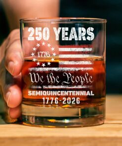 1776 We The People 250 Years Semiquincentennial Glass | Happy 250th Birthday USA | Independence Day Whiskey Glass Beer Glass