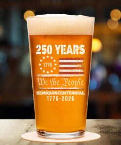 Alternative view of 1776 We The People 250 Years Semiquincentennial Glass | Happy 250th Birthday USA | Independence Day Whiskey Glass Beer Glass